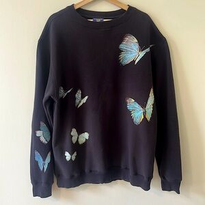 Urban Outfitters Butterfly Black Crewneck Sweatshirt
